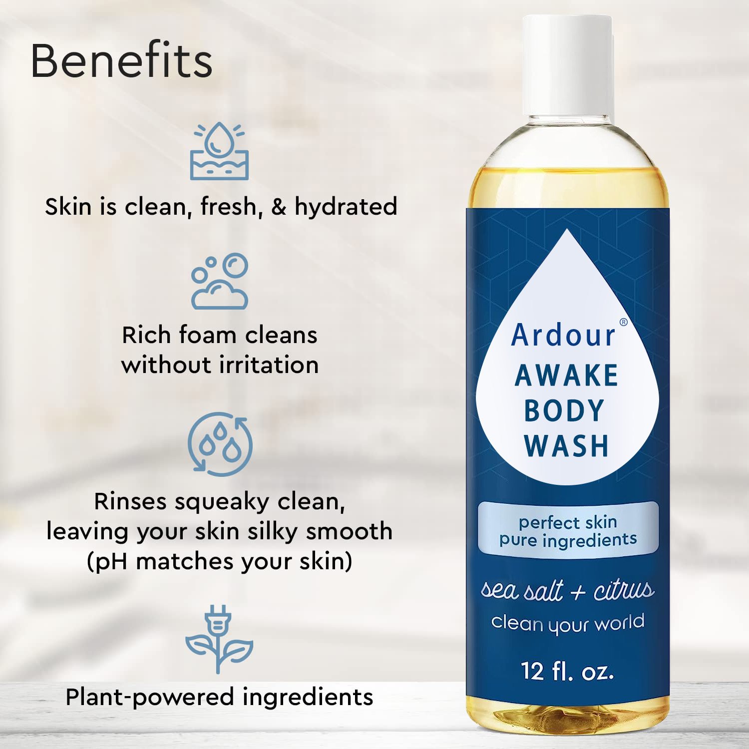 Natural Body Wash Pure Plant Ingredients Moisturizing Shower Gel for Everyone Body Soap for Dry Sensitive Skin Gently Scented