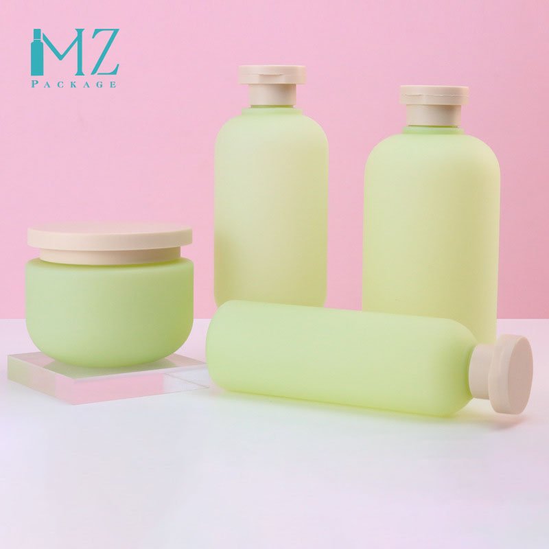 Stock Frosted PE Bottle 300ml Body Wash Lotion Bottle Shampoo Shower Gel Plastic Bottle Packaging With Lids