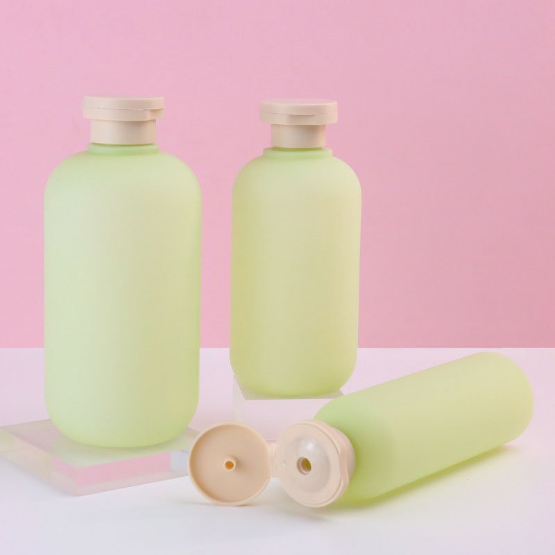 Stock Frosted PE Bottle 300ml Body Wash Lotion Bottle Shampoo Shower Gel Plastic Bottle Packaging With Lids
