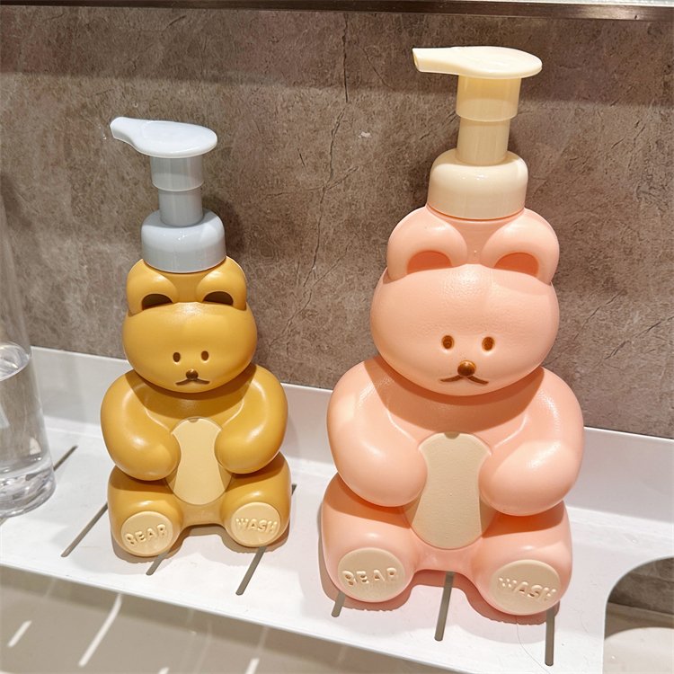 250ml 500ml Cute Bear Shape Soap Foaming Liquid Shampoo Hand Wash Mousse Sparkling Bottles