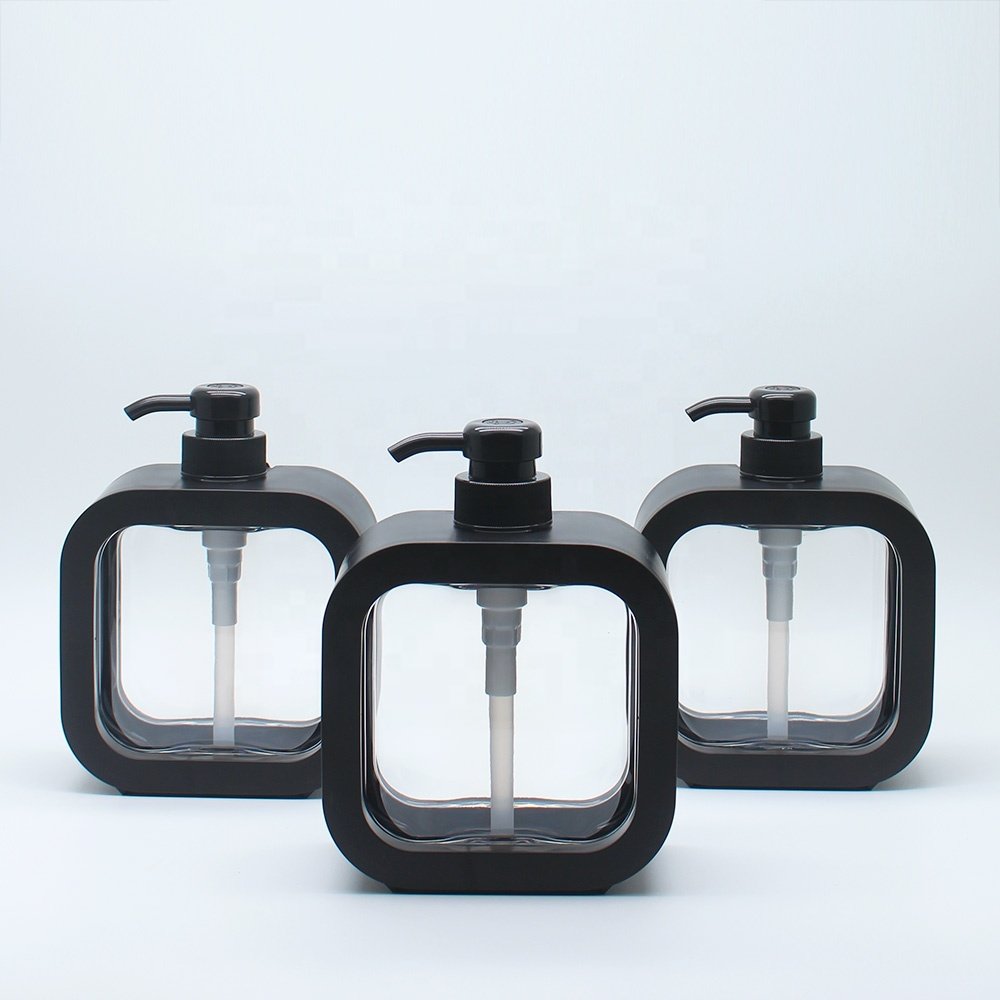 Lotion Pump with Empty Bottle for Shampoo Shower Gel Hair Conditioner Travel Bottles Stock Available 500ml Square Plastic PET