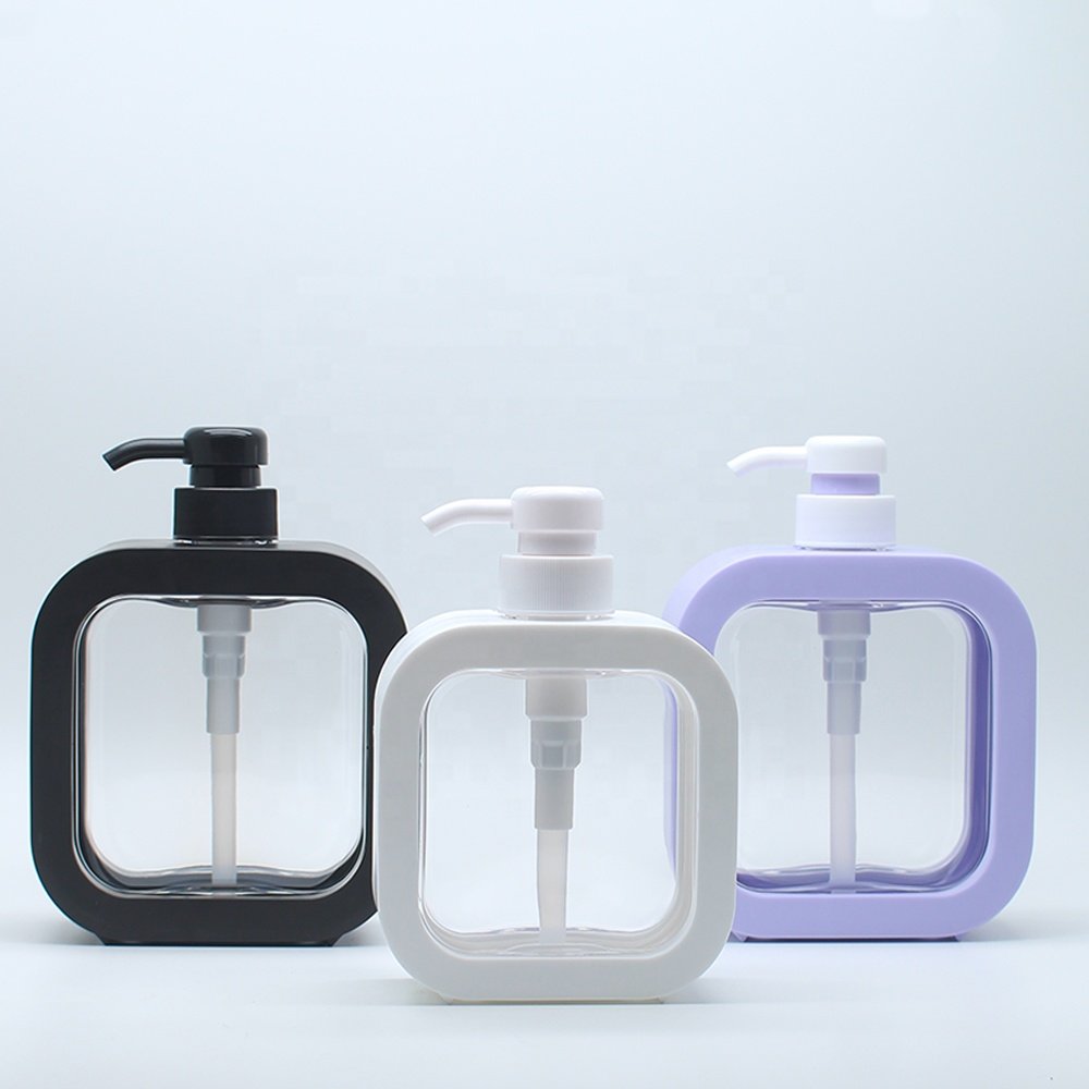 Lotion Pump with Empty Bottle for Shampoo Shower Gel Hair Conditioner Travel Bottles Stock Available 500ml Square Plastic PET