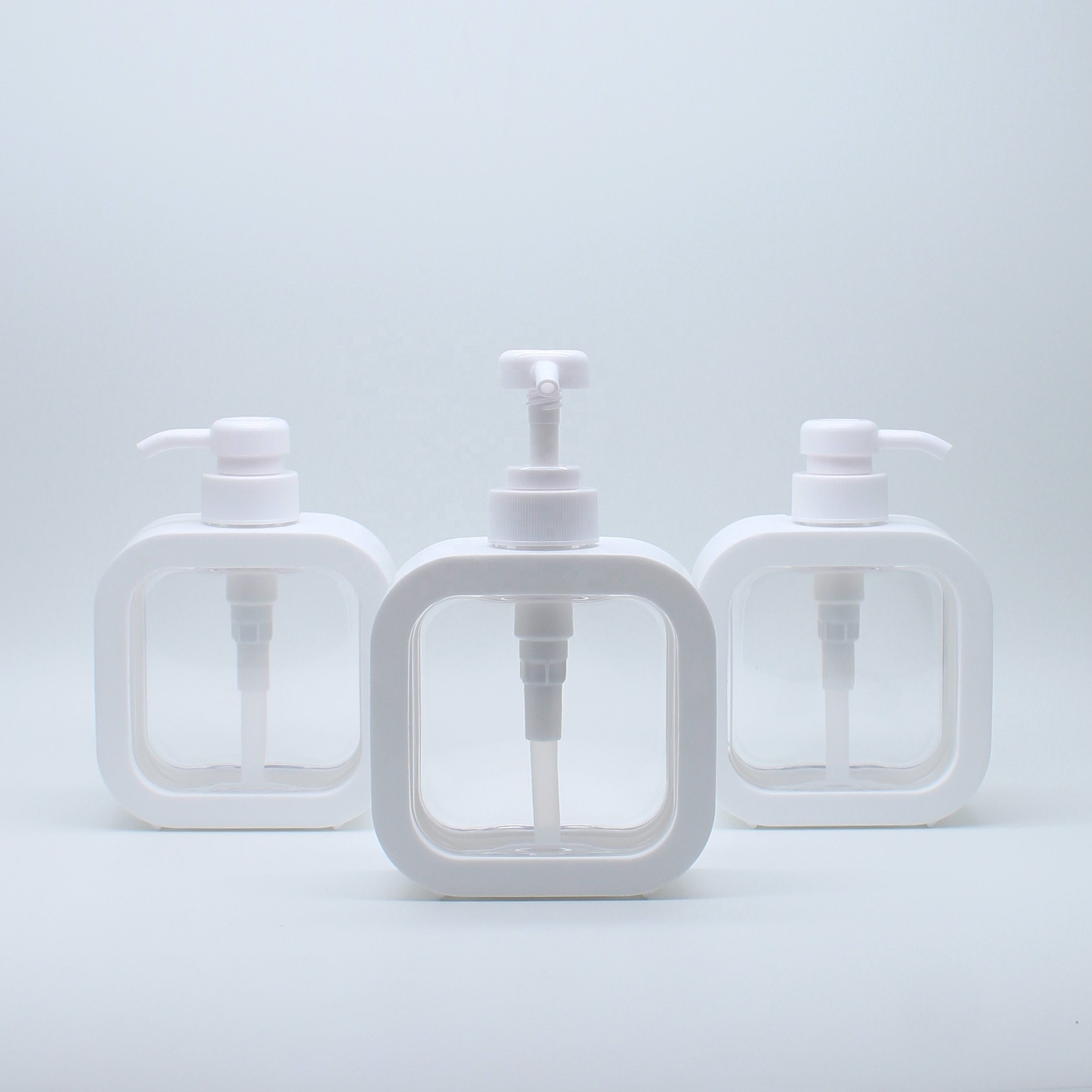 Lotion Pump with Empty Bottle for Shampoo Shower Gel Hair Conditioner Travel Bottles Stock Available 500ml Square Plastic PET