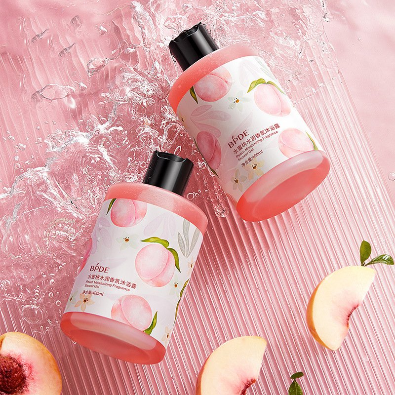 OEM BPDE peach niacinamide lightening skin care bath wash hotel moisturizing fragrance shower gel