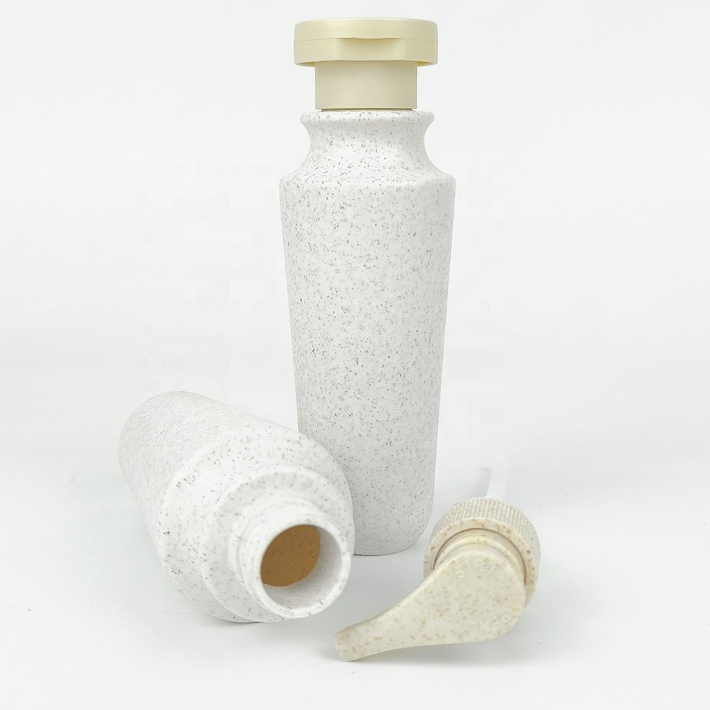 100ml Eco-Friendly Biodegradable Wheat Straw Shampoo Shower Gel Bottles with Press Pump and Screw Cap for Cosmetic Use