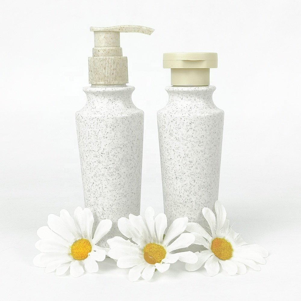 100ml Eco-Friendly Biodegradable Wheat Straw Shampoo Shower Gel Bottles with Press Pump and Screw Cap for Cosmetic Use