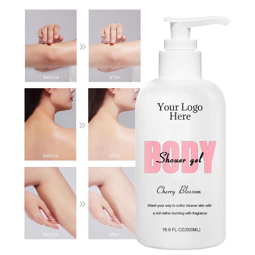 Private Label Eco Friendly Pink Organic Skin Care Whitening Vegan Niacinamide Lightening Shower Gel
