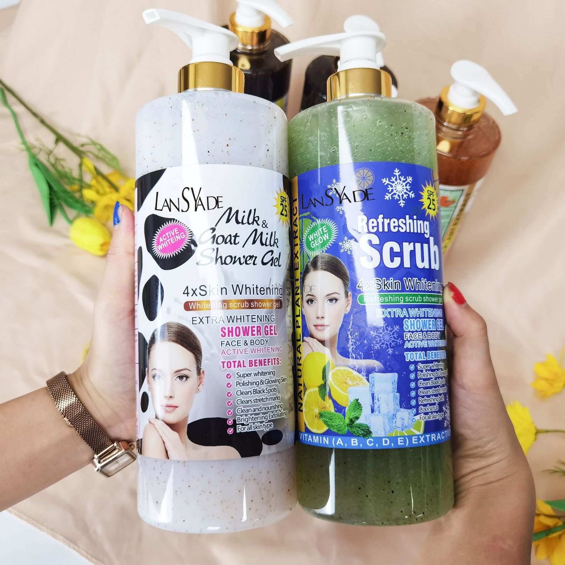 Private Label 500ml Brightening Shower Gel Turmeric Papaya Kojic Acid Lavender Moisturizing Whitening Kiwi Body Wash