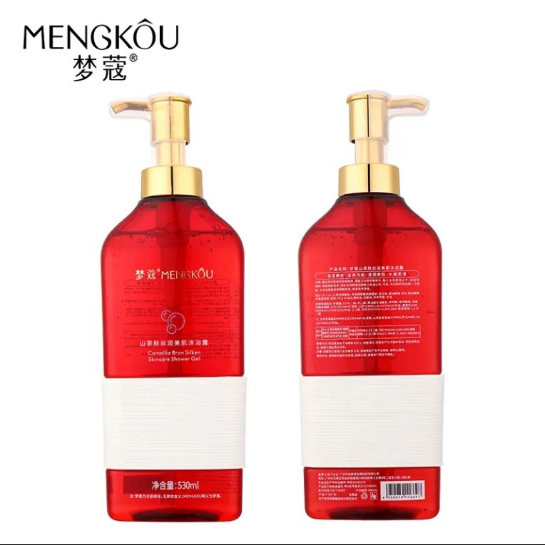 OEM Private Label Mengkou Mild Formula Deep Cleansing Moisturizing Bath Body Wash Camellia Bran Silken Skincare Shower Gel