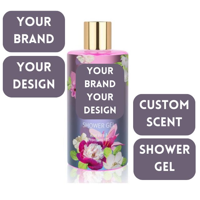 PRIVATE LABEL Romantic Fruity-Floral Scented Bath&Shower Gel with Aloe Vera-Provitamin B5