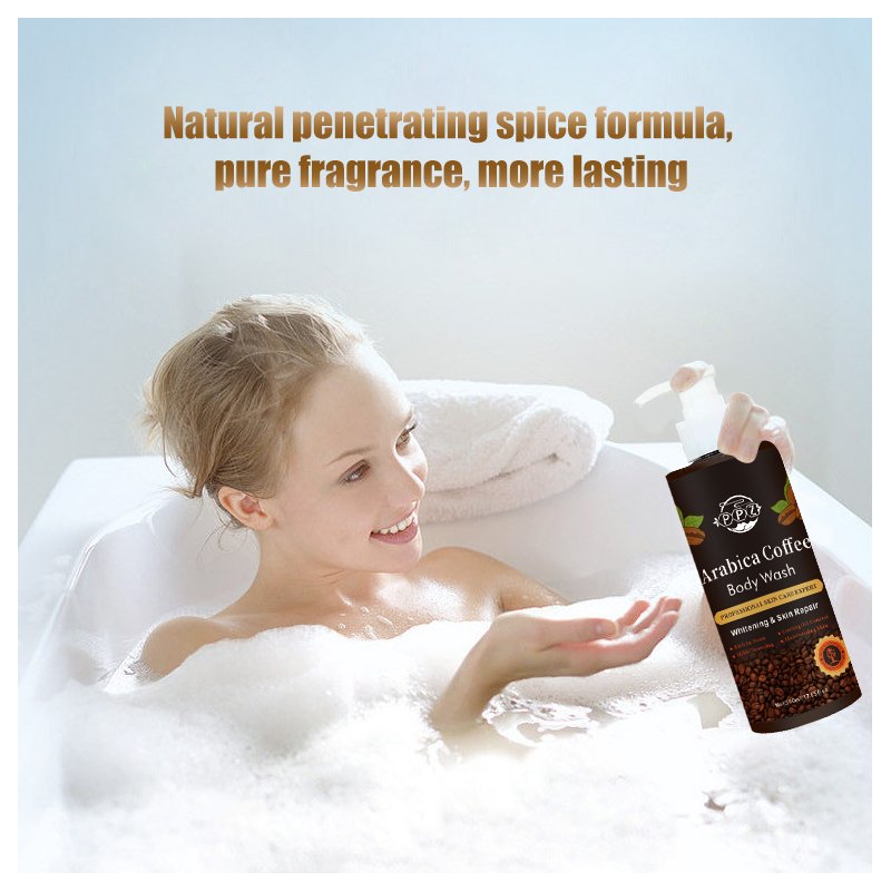 Canton Fair Custom Coffee Body Wash Organic Herbal Foam Shower Gel Perfumed and for Females Private Label