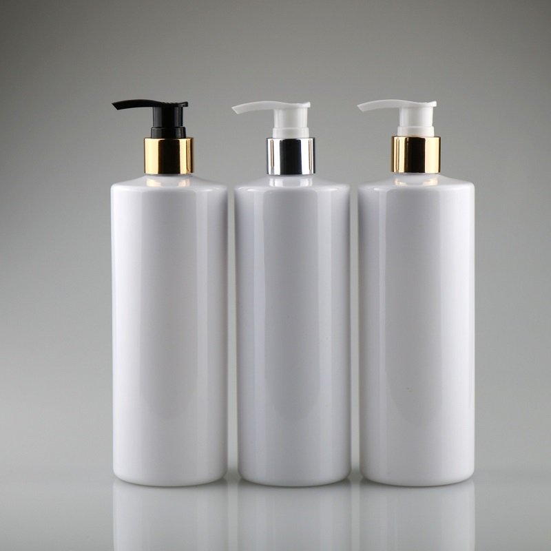 250ml 300ml 500ml flat shoulder plastic packaging bottle golden lotion pump head shower gel shampoo hair conditioner bottles