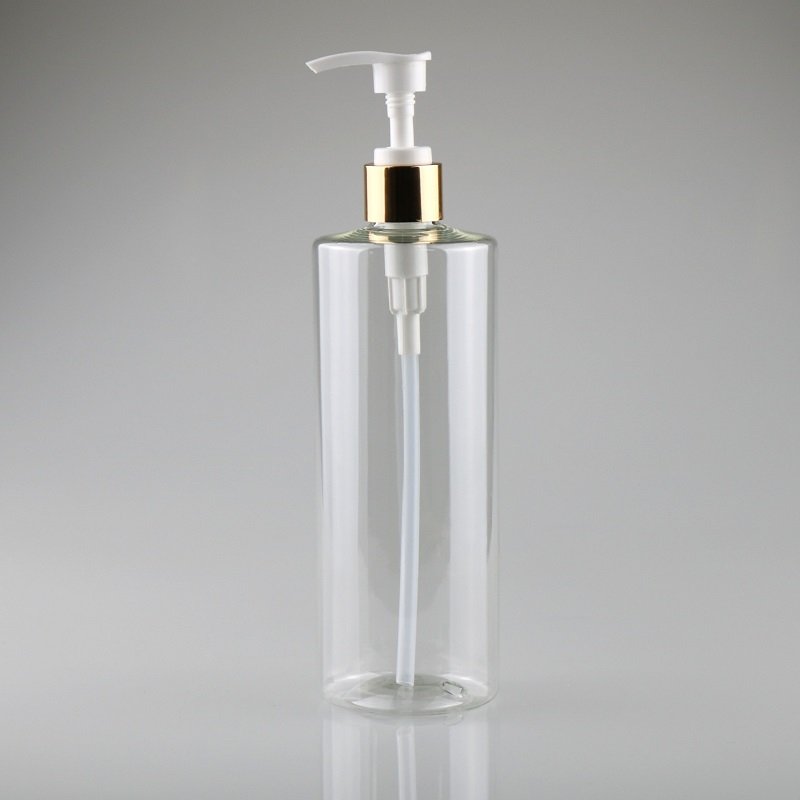 250ml 300ml 500ml flat shoulder plastic packaging bottle golden lotion pump head shower gel shampoo hair conditioner bottles
