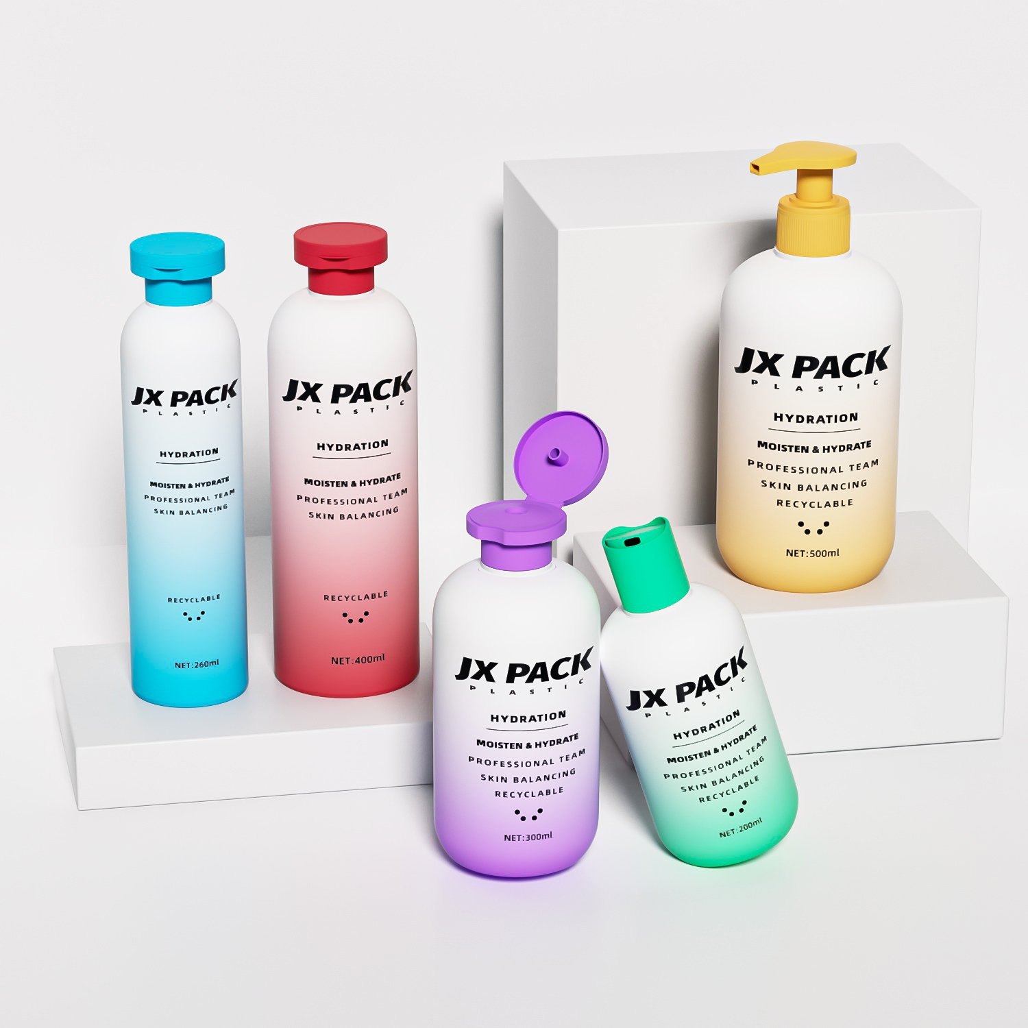 luxury eco-friendly shower gel bottle pink plastic HDPE 200 260 300 400 500ml empty hair shampoo and conditioner bottles