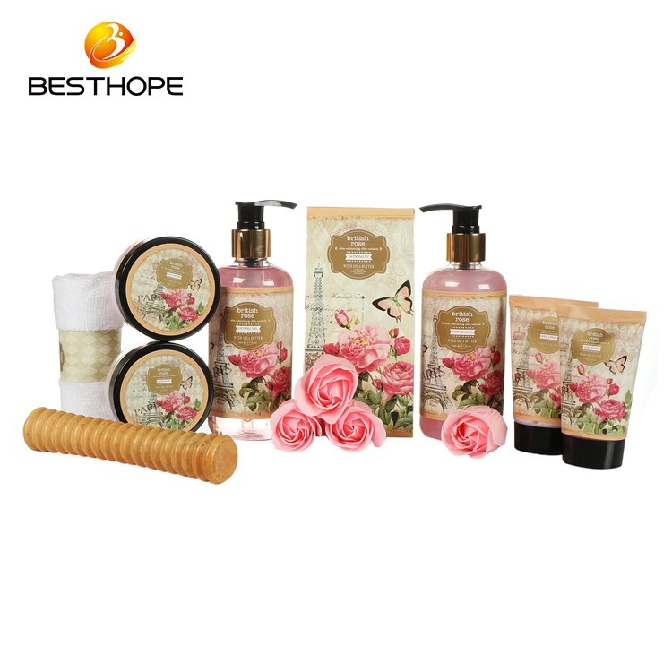 Professional design high heel shoes shape bath bubble set rose flower fragrance body shower gel spa bath gift set