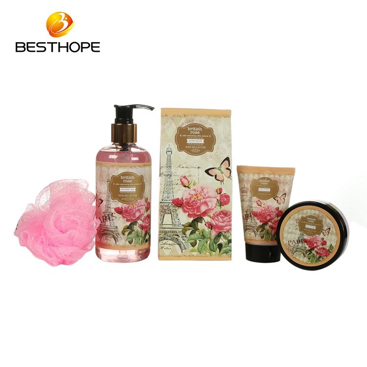 Professional design high heel shoes shape bath bubble set rose flower fragrance body shower gel spa bath gift set
