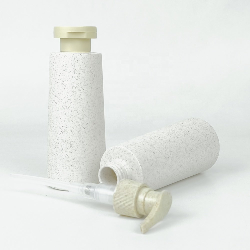 200ml Eco-Friendly Biodegradable Wheat Straw Bottles with Press Pump Screw Cap Shampoo Shower Gel Container for Cosmetic Use