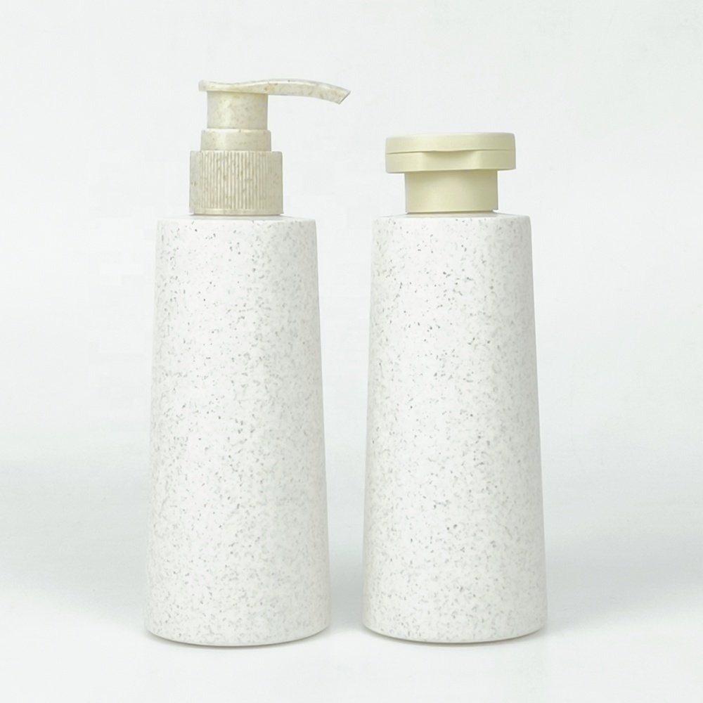 200ml Eco-Friendly Biodegradable Wheat Straw Bottles with Press Pump Screw Cap Shampoo Shower Gel Container for Cosmetic Use
