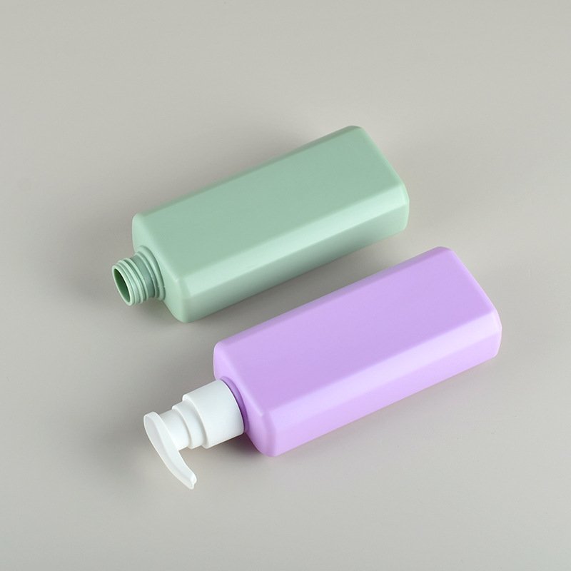 Premium 200ML Pink Green flat square Cosmetic Body Wash Bottle Shampoo Conditioner Empty luxury plastic squeeze bottle