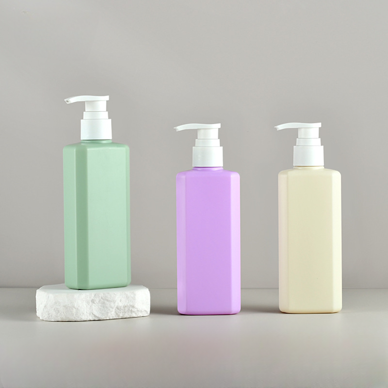 Premium 200ML Pink Green flat square Cosmetic Body Wash Bottle Shampoo Conditioner Empty luxury plastic squeeze bottle