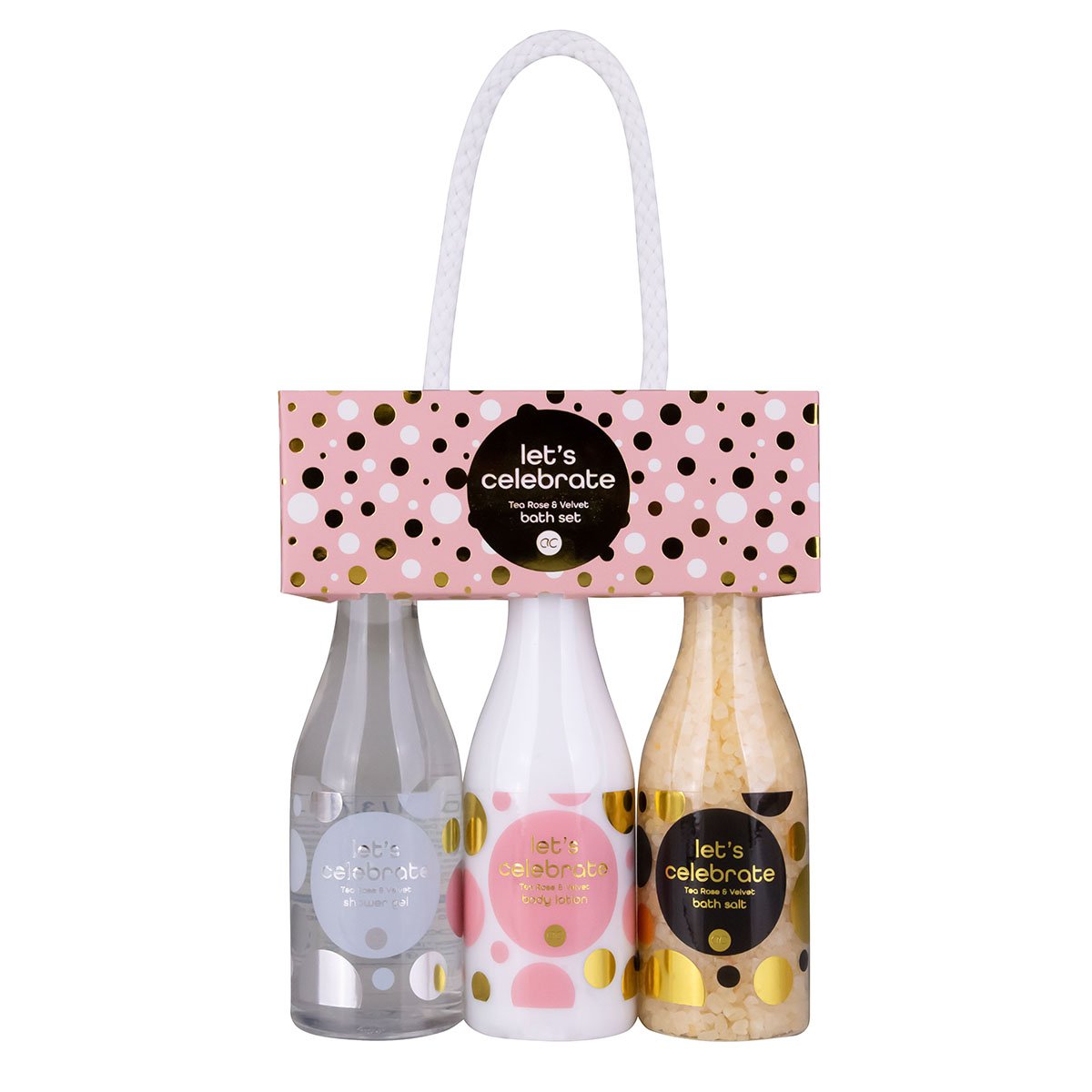 Accentra Brand Bathroom Accessory 110Ml Shower Gel 110Ml Body Lotion 130G Bath Salt Bath Perfume And Lotion Sets