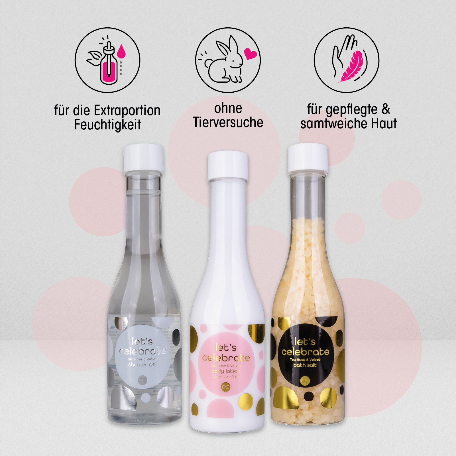 Accentra Brand Bathroom Accessory 110Ml Shower Gel 110Ml Body Lotion 130G Bath Salt Bath Perfume And Lotion Sets