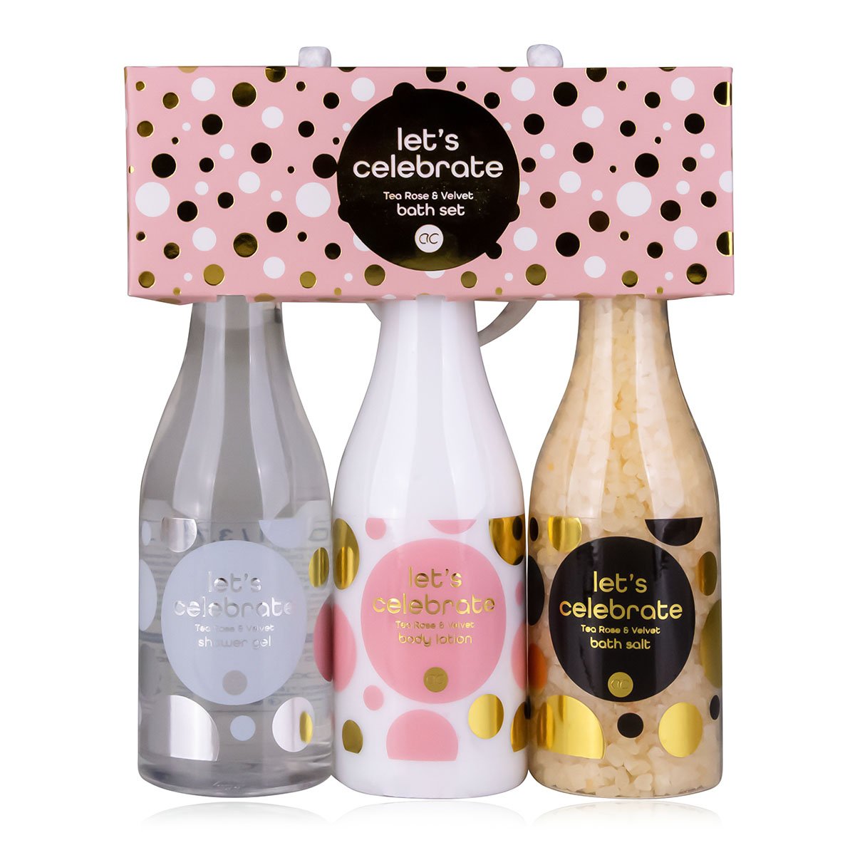 Accentra Brand Bathroom Accessory 110Ml Shower Gel 110Ml Body Lotion 130G Bath Salt Bath Perfume And Lotion Sets