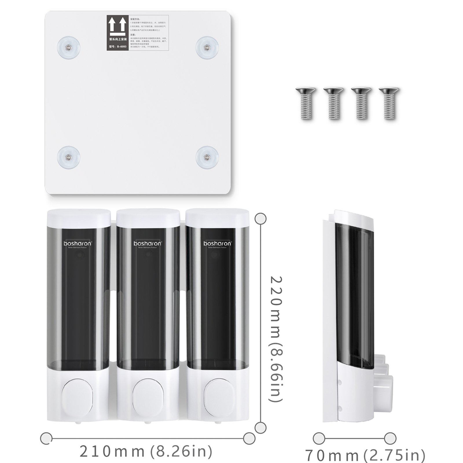 Factory triple soap dispenser three liquid hand hotel plastic manual soap dispenser 3 chamber shampoo shower gel soap dispenser