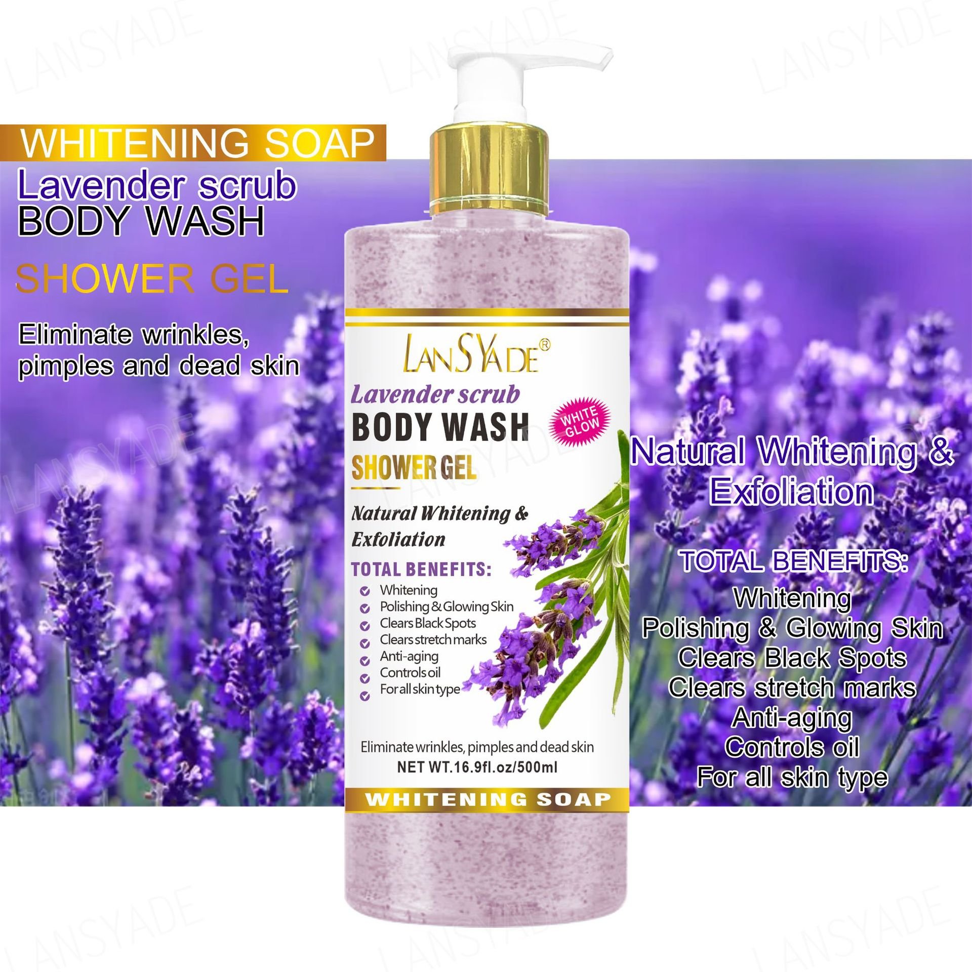 High quality fruit Scrub Shower Gel Silky smooth, refreshing and moisturizing skin gentle, clean and long-lasting 500ml
