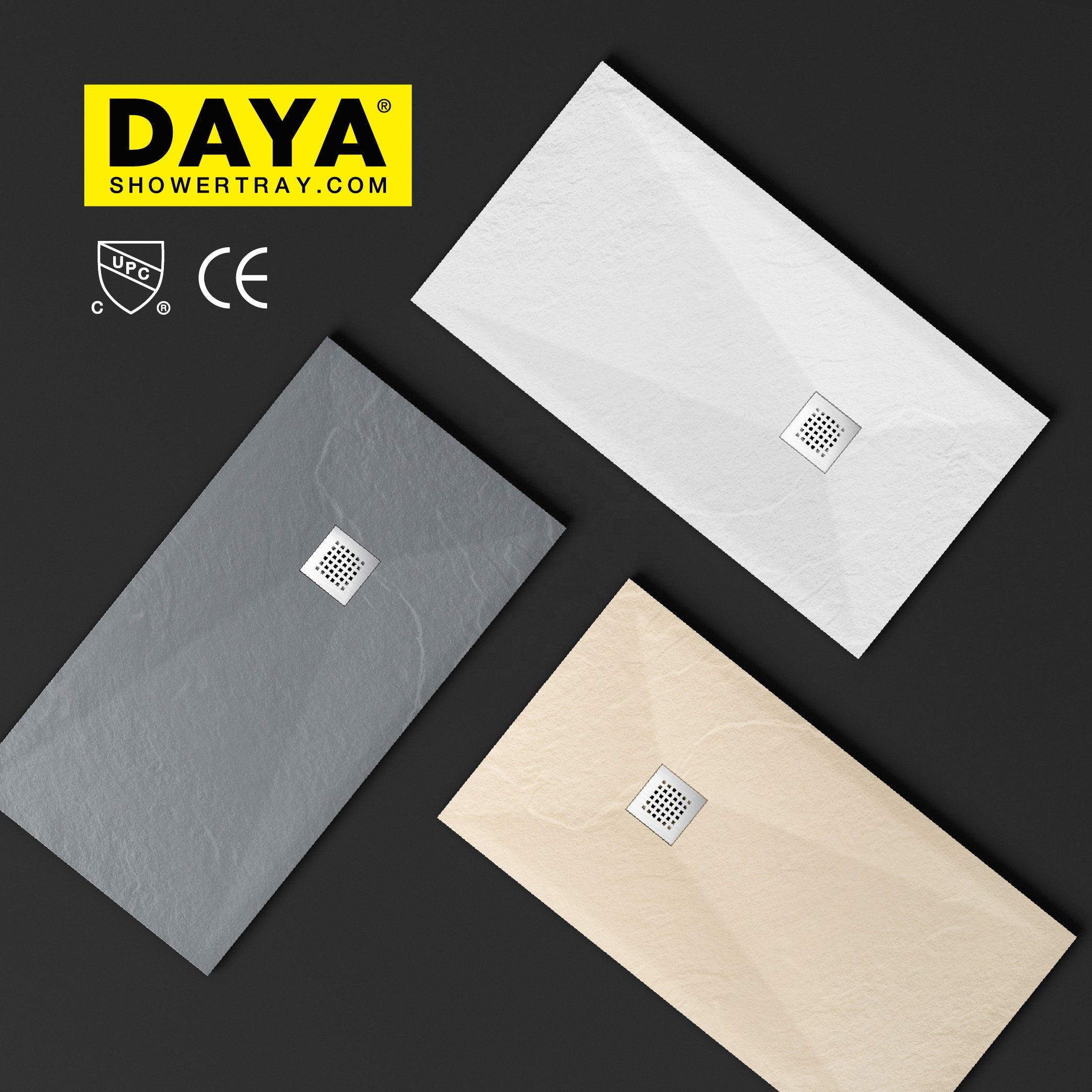 Popular Design Resin Stone Shower Tray Anti Slip Shower Base Waterproof Shower Pan For Hotel Bathroom