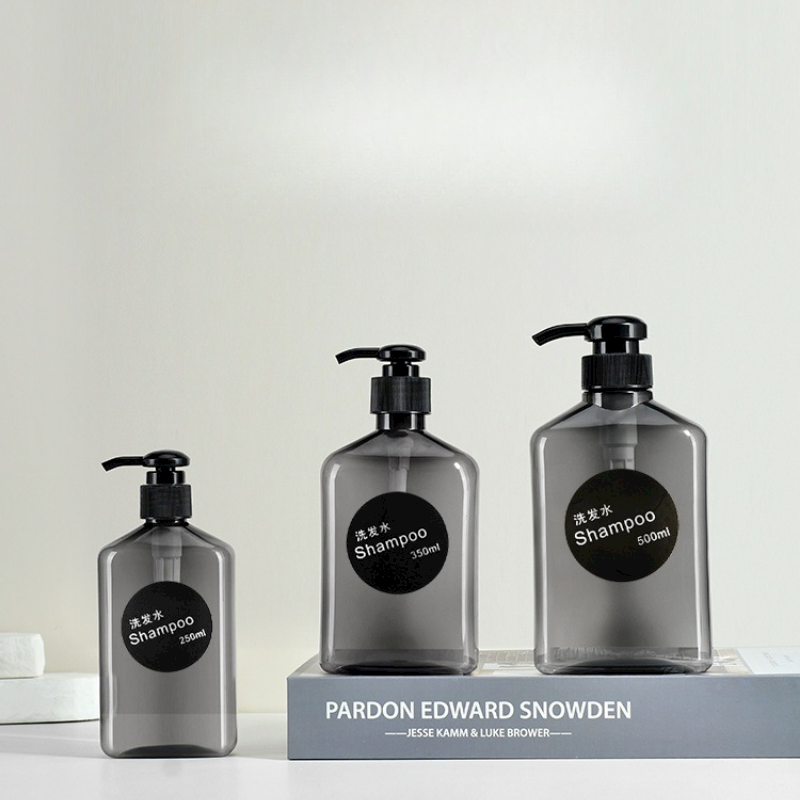 250ml 350ml 500ml Pet plastic square bottle Lotion Empty scrub Clear shampoo Conditioner bottle dispenser shower gel packaging