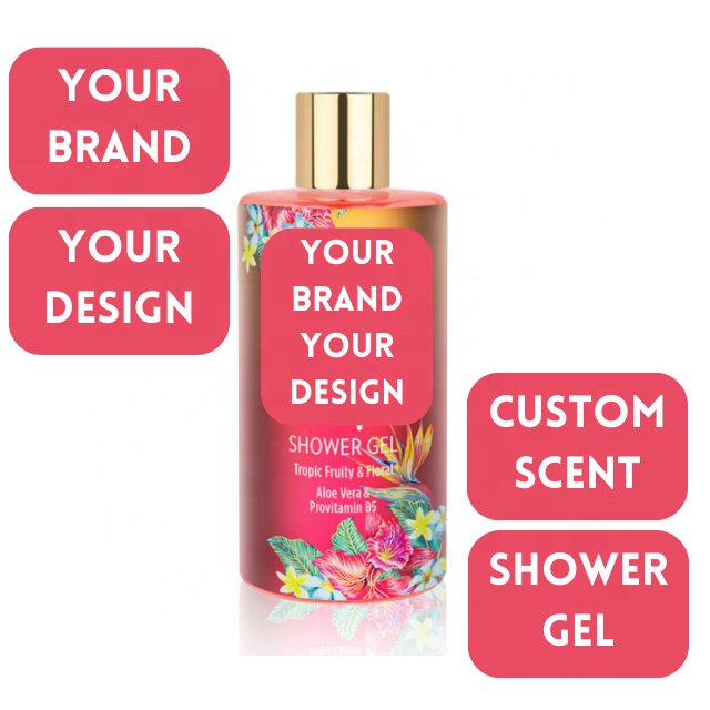 PRIVATE LABEL Tropic Fruity-Floral Scented Bath&Shower Gel with Aloe Vera-Provitamin B5