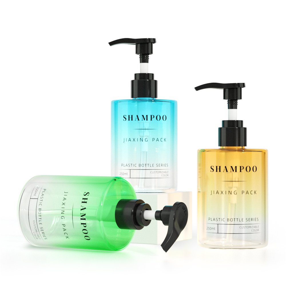 Wholesale 250 ml 500ml eco friendly HDPE plastic empty shampoo and conditioner bottle custom shower gel bottles with pump