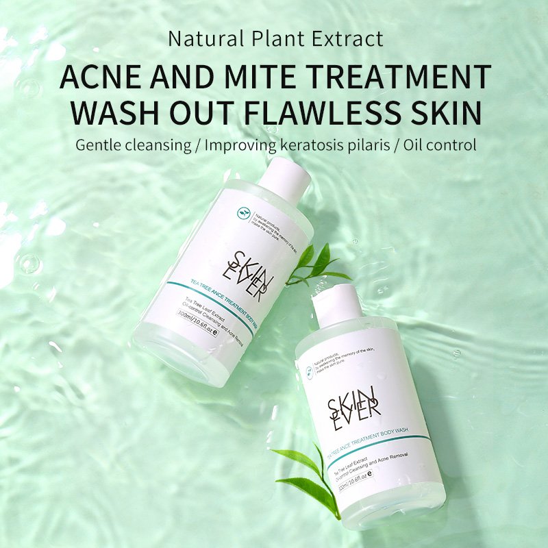 Organic Tea Tree Body Wash Natural Liquid Whitening Moisturizing Lightening Shower Gel with Milk Scent Bubble Feature SKINEVER