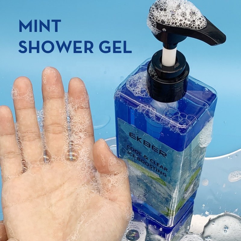Wholesale Mint Organic Body Wash Plant Shower Gel Skin Exfoliating Fragrance Bath Gel Deep Cleaning Blue Mint Cool Body Wash