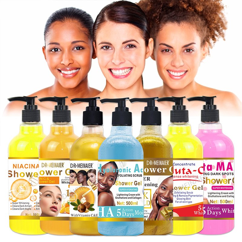 500ml Private Label Whitening Bath Shower Gel Fruit Exfoliating Vegan Body Wash