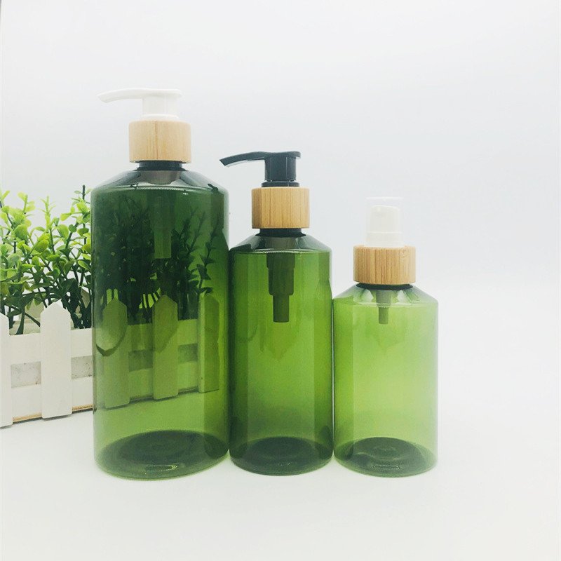 Factory Empty Shampoo Bottles 100ml 200ml 300ml 500ml Pet Plastic Amber Round Shower Gel Bottles With Lotion Pump
