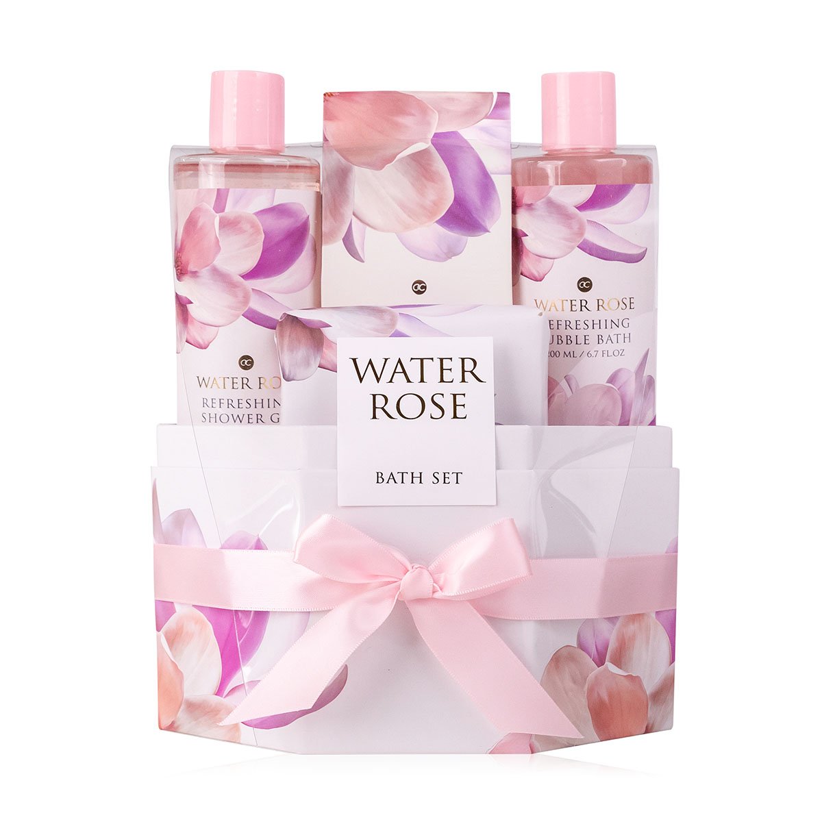 Accentra Brand 200Ml Shower Gel 200Ml Bubble Bath 100G Soap 100G Skin Salt Water Rose Flavor Bath Perfume Set