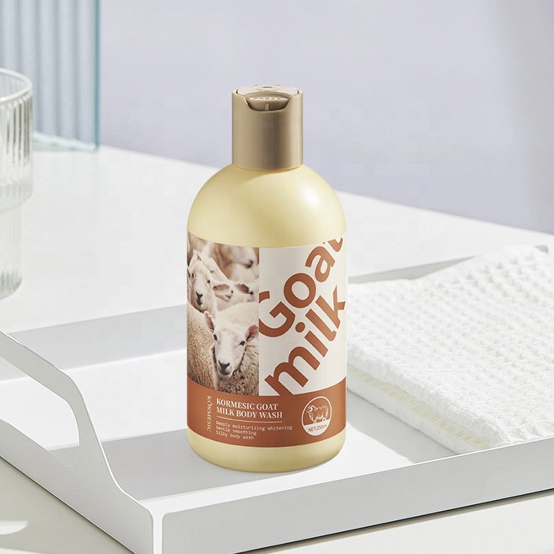 OEM ODM private label KORMESIC whiting goat milk shower gel smoothing bath body wash Brightening whitening Shower Gel