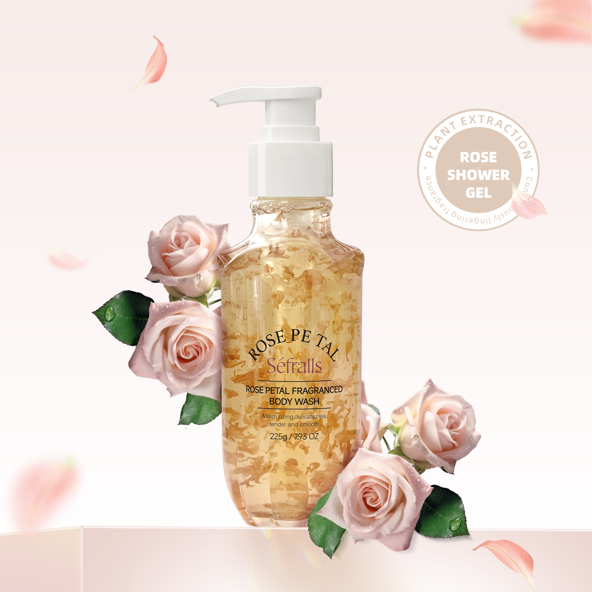 US Dropshipping Sefralls Rose Petal Fragrance Shower Gel Scented Shea Butter Bath Wash Long-lasting Moisturizing Body Wash