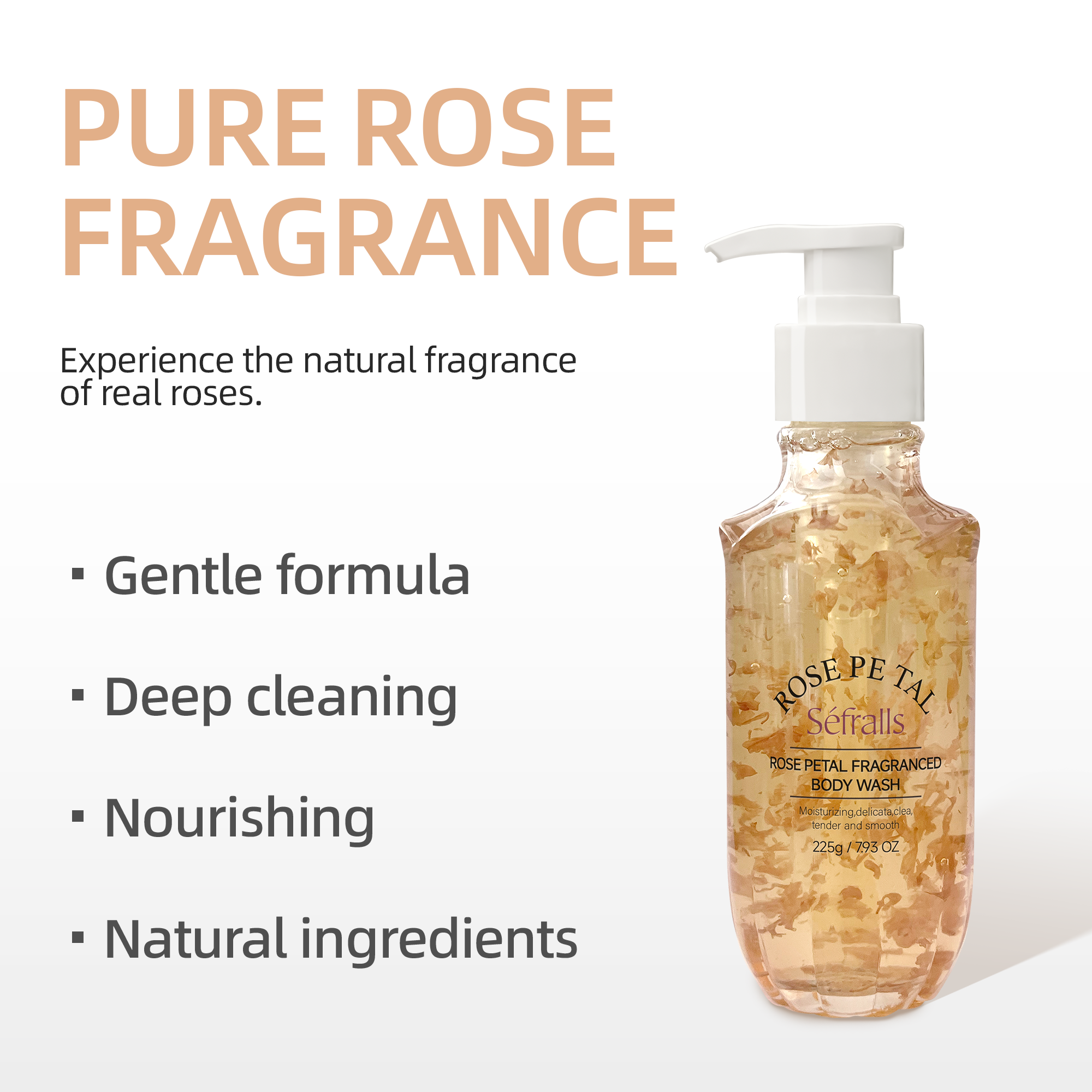 US Dropshipping Sefralls Rose Petal Fragrance Shower Gel Scented Shea Butter Bath Wash Long-lasting Moisturizing Body Wash