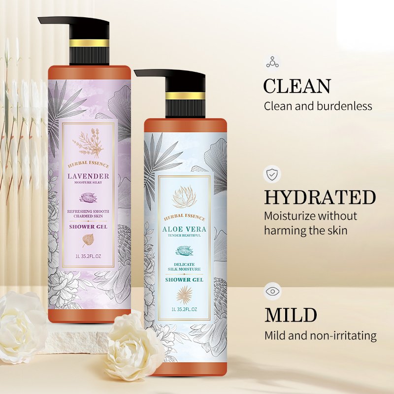 in stock 1000ml Lavender Aloe Body Cleansing and Oil Control Perfume Flavor Body Soap Factory Wholesale