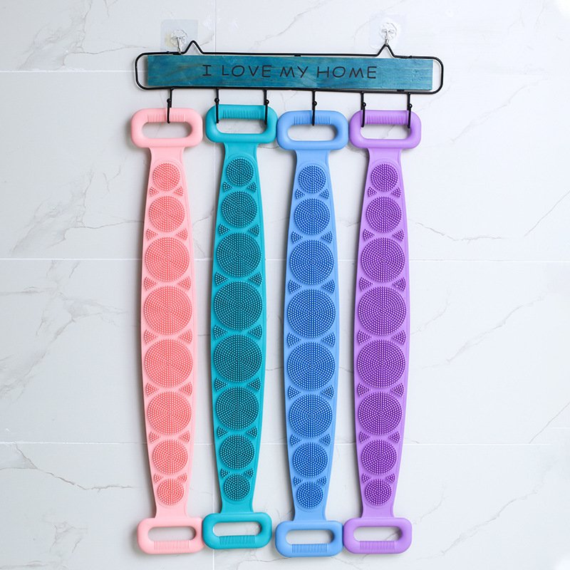 Silicone Body Scrubber Double Sided Skin Scrubber Gel Silicone Rubbing Belt For Body Brush Silicone Scrubber