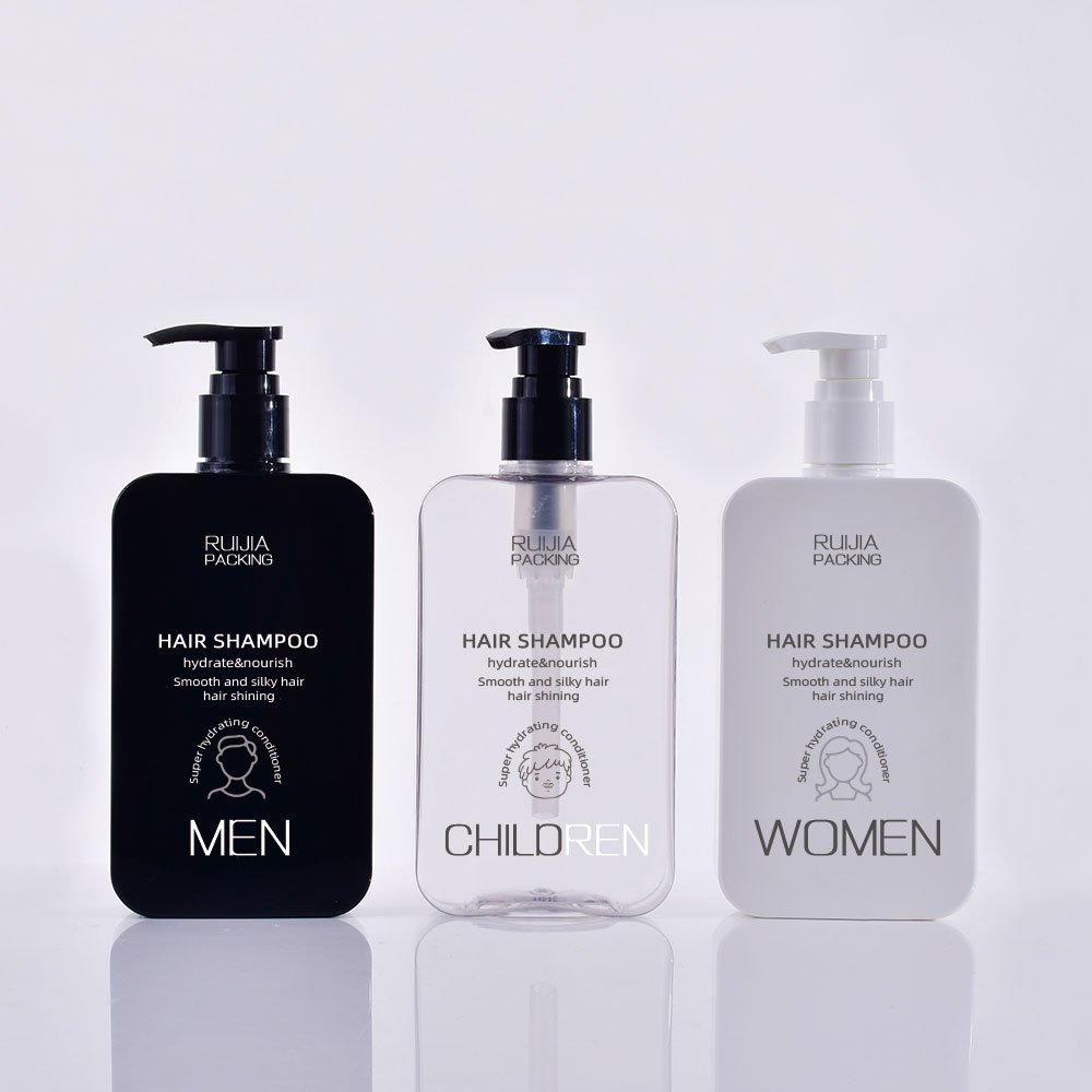 plastic cosmetic packaging 300ml PETG shower gel whitening body lotion and shampoo pump bottles