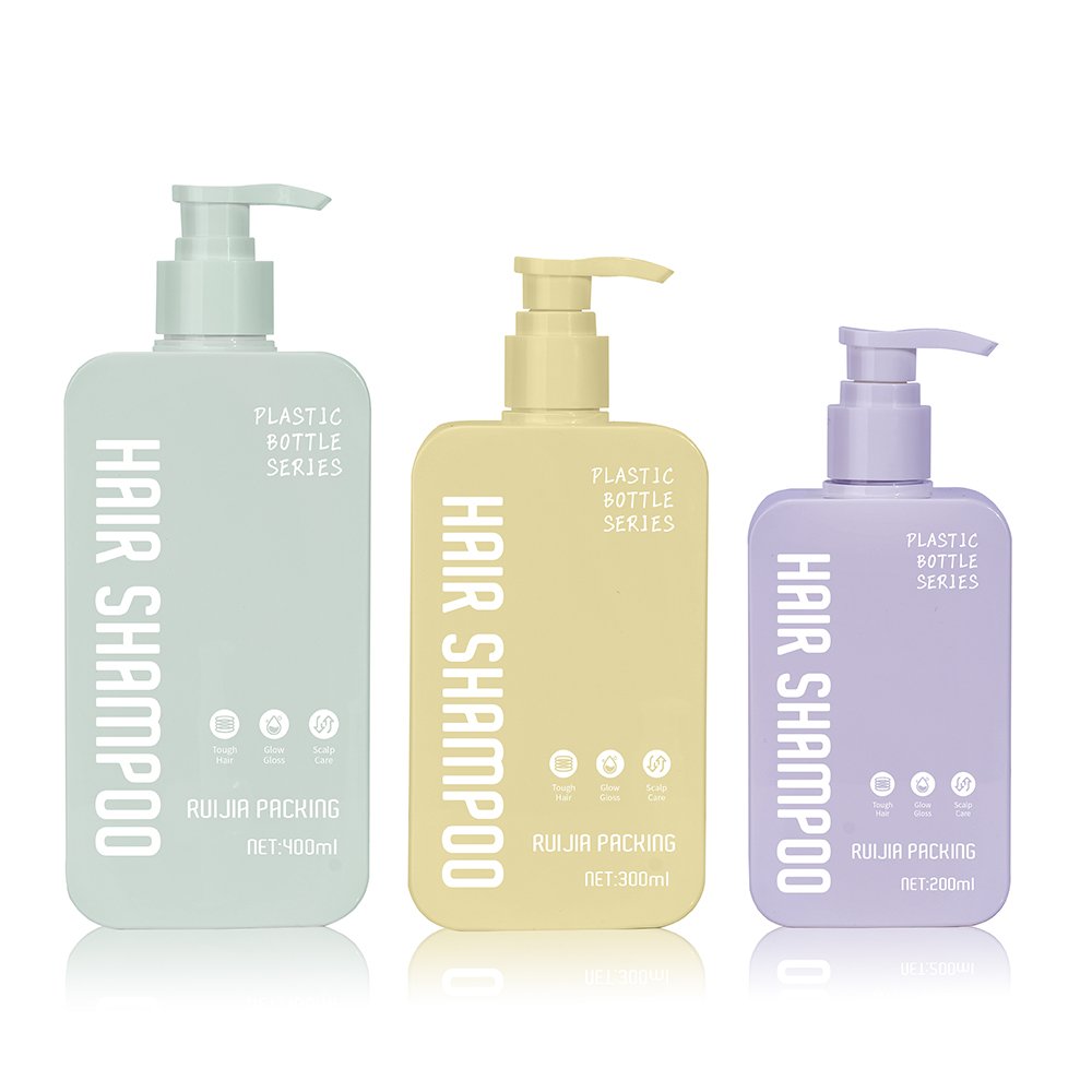 plastic cosmetic packaging 300ml PETG shower gel whitening body lotion and shampoo pump bottles