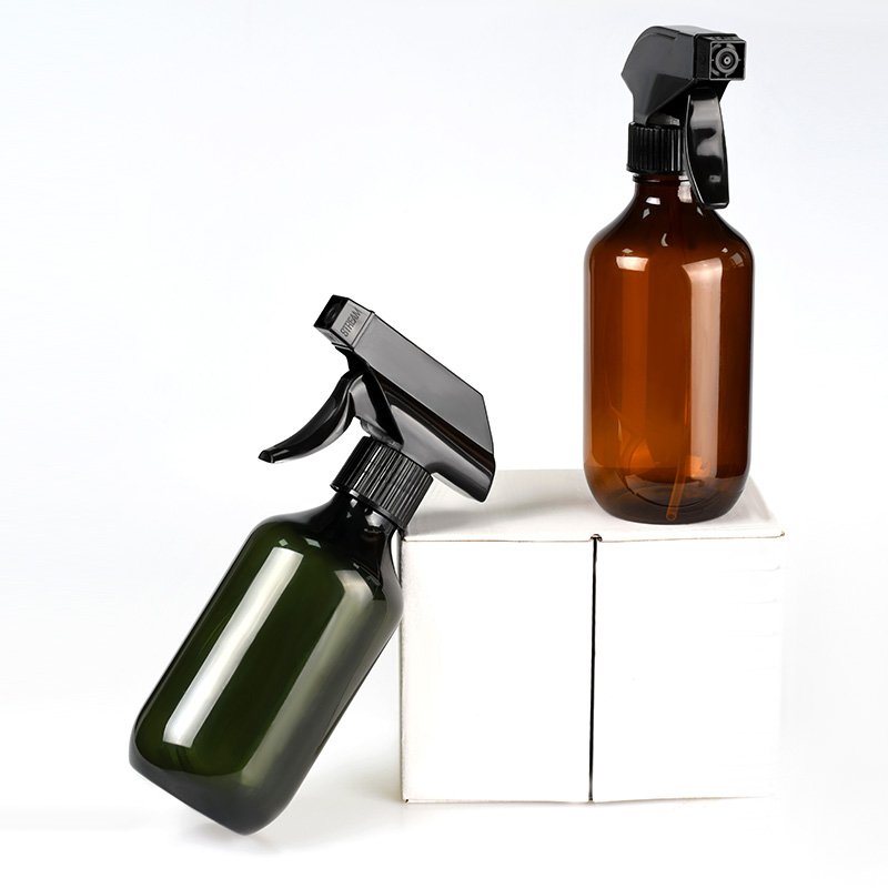 100ML 150ml 300ml 500ML Refillable Boston Round 10oz 16 oz Amber plastic Spray Bottle with Trigger Spray Top for room spray