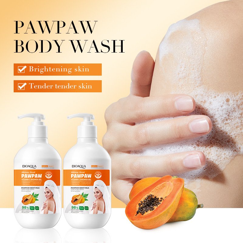 BIOAQUA Organic NaturalSkin Cleaning Smoothing Papaya Body Wash Brighten Long-lasting Fragrance Tender Pawpaw Shower Gel