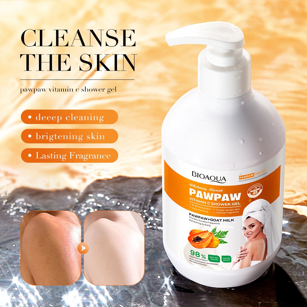 BIOAQUA Organic NaturalSkin Cleaning Smoothing Papaya Body Wash Brighten Long-lasting Fragrance Tender Pawpaw Shower Gel