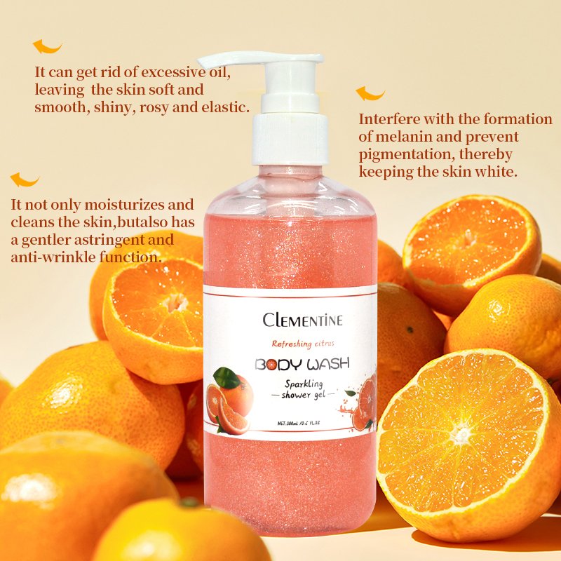 Private label oem perfume bodywash shower gel natural organic citrus scented foam glitter body wash