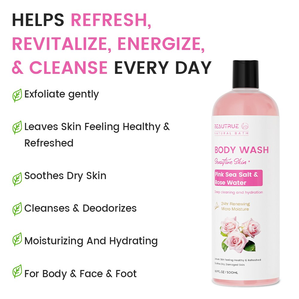 Natural Bath Sea Salt Rose Aloe Peach Jasmine Body Wash Shower For Men And Women Cleaning Nourishing Smooth Deodorizes Body Wash